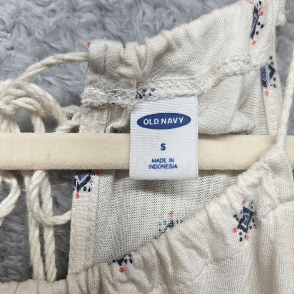Old Navy Womens Ivory Boho Blouse Size Small Aztec Western Bohemian Casual - Picture 8 of 10
